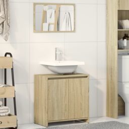 Berkfield Home Bathroom Furniture Set Sonoma Oak Engineered Wood in Brown - thumbnail 1