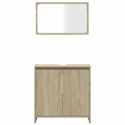 Berkfield Home Bathroom Furniture Set Sonoma Oak Engineered Wood in Brown - thumbnail 5