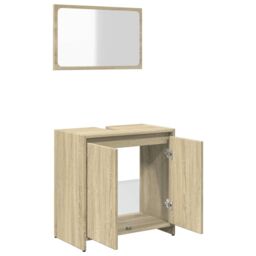 Berkfield Home Bathroom Furniture Set Sonoma Oak Engineered Wood in Brown - thumbnail 6