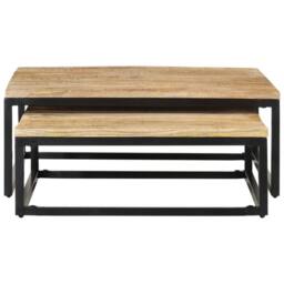 Berkfield Home Nesting Coffee Tables 2 pcs Solid Mango Wood in Brown - thumbnail 3