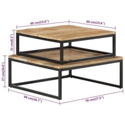 Berkfield Home Nesting Coffee Tables 2 pcs Solid Mango Wood in Brown - thumbnail 6