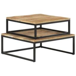 Berkfield Home Nesting Coffee Tables 2 pcs Solid Mango Wood in Brown - thumbnail 2