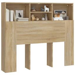 Berkfield Home Headboard Cabinet Sonoma Oak 120x19x103.5 cm in Brown - thumbnail 4