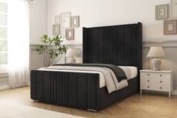 "Sloomy Hargrave Naples Frame-Mattress-50"" Upholstered Wingback Headboard in Black - Size: Single" - thumbnail 2