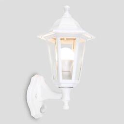 ValueLights White Outdoor Garden Wired Security PIR Motion Sensor Lantern Wall Light - thumbnail 3