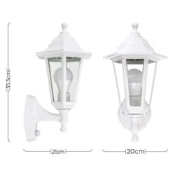 ValueLights White Outdoor Garden Wired Security PIR Motion Sensor Lantern Wall Light - thumbnail 6