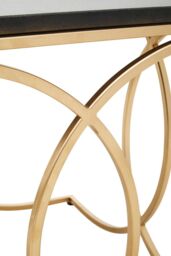 Orsina Black Marble Side Table, Rectangular Marble Top With Gold Finish Stainless Steel Frame, Modern Side Table - thumbnail 3