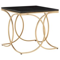 Orsina Black Marble Side Table, Rectangular Marble Top With Gold Finish Stainless Steel Frame, Modern Side Table - thumbnail 2