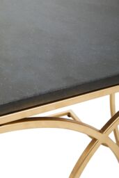 Orsina Black Marble Side Table, Rectangular Marble Top With Gold Finish Stainless Steel Frame, Modern Side Table - thumbnail 4