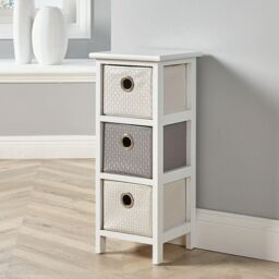 Home Source Chest 3 Drawers Wooden Hallway Storage Home Organiser Fully Assembled in White