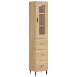 Berkfield Home Highboard Sonoma Oak 34.5x34x180 cm Engineered Wood in Light Oak - thumbnail 1