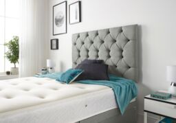 Somnior Premier Tweed Fabric Sprung Memory Foam 4 Drawer Divan Bed Set with Upholstered Headboard in Grey - Size: Double - thumbnail 3