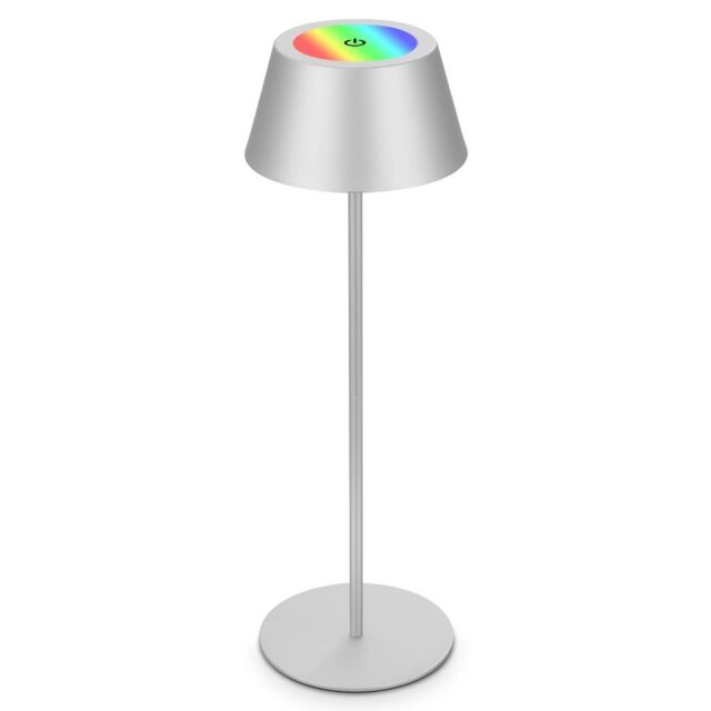 BRILONER Matt Chrome RGB LED 2.6W Rechargeable Table Lamp in Silver - image 1