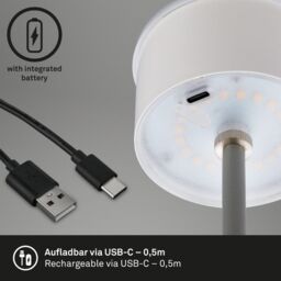 BRILONER Matt Chrome RGB LED 2.6W Rechargeable Table Lamp in Silver - thumbnail 6