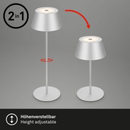 BRILONER Matt Chrome RGB LED 2.6W Rechargeable Table Lamp in Silver - thumbnail 7