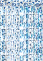 Netagon Shimmer Tinsel Curtain Christmas Snow Design 2M x 1M Blue - thumbnail 7