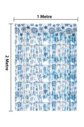 Netagon Shimmer Tinsel Curtain Christmas Snow Design 2M x 1M Blue - thumbnail 3