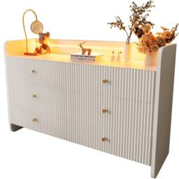 Merax White Fluted Chest of Drawers Sideboard with LED 75x 120 x 40 cm - thumbnail 8