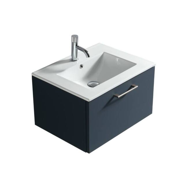 Bathroom Kingdom Piatta Midnight Wall Hung Basin Drawer Vanity 600mm in Blue - image 1