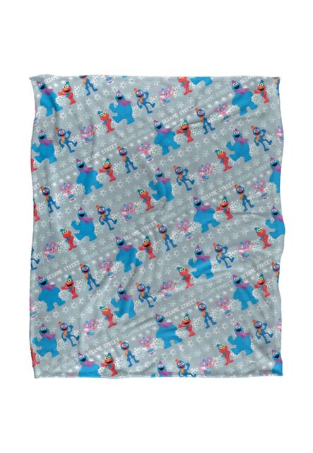 Sesame Street Holiday Snow Character Pattern Silky Touch Super Soft Throw Blanket 152 X 127 cm in White - image 1