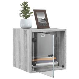 Berkfield Home Elegant Bedside Cabinets with Glass Doors 2 pcs Grey Sonoma 35x37 - thumbnail 5