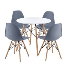 Comfy Living Ltd 5 Piece Dining Set With Round White Wooden Top & 4 Grey Chairs With Metal Detailing - thumbnail 8