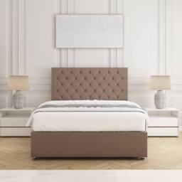 "BSSPOKE Mia Plush Velvet Divan Bed Set 24"" Headboard & Mattress & No Drawers in Bronze - Size: Double" - thumbnail 1