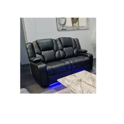 Furniture 786 Orlando Electric Leather 3+2 Seater Sofa Set Suite in Black - thumbnail 5