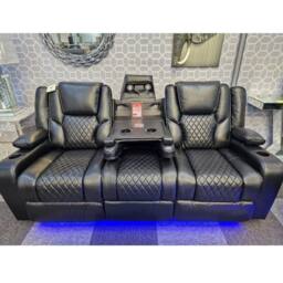 Furniture 786 Orlando Electric Leather 3+2 Seater Sofa Set Suite in Black - thumbnail 2