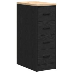 Berkfield Home Garage Storage Cabinet Black 30x51x85 cm Solid Wood Pine - Size: 30 x 51 x 85 cm - thumbnail 2