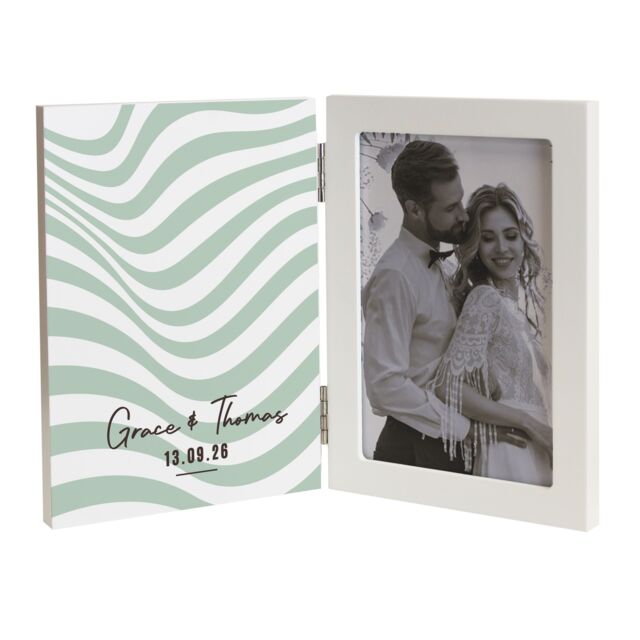 Personalised Memento Company Personalised Wooden Hinged 6x4 Photo Frame in White - image 1