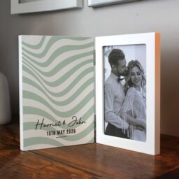 Personalised Memento Company Personalised Wooden Hinged 6x4 Photo Frame in White - thumbnail 5