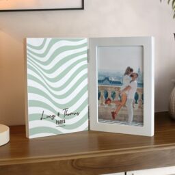 Personalised Memento Company Personalised Wooden Hinged 6x4 Photo Frame in White - thumbnail 3