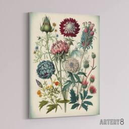 "Artery8 Vintage Ernst Haeckel Inspired Flowers Canvas Wall Art Print - Size: W24"" x H32""" - thumbnail 2