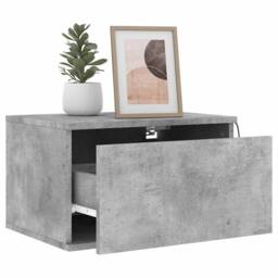 Berkfield Home Wall-mounted Bedside Cabinet with LED Lights Concrete Gery in Grey - thumbnail 5