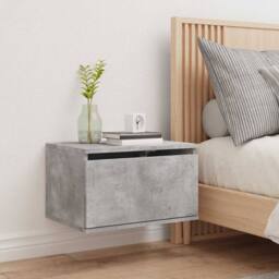 Berkfield Home Wall-mounted Bedside Cabinet with LED Lights Concrete Gery in Grey - thumbnail 4