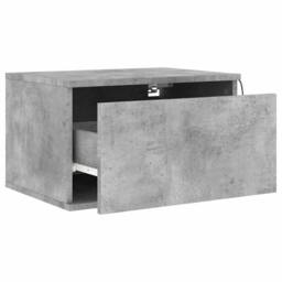 Berkfield Home Wall-mounted Bedside Cabinet with LED Lights Concrete Gery in Grey - thumbnail 6