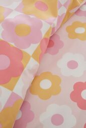 Catherine Lansfield 'Retro Daisy' Reversible Duvet Cover Set in Pink - Size: Single - thumbnail 4