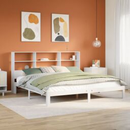 Berkfield Home Bookcase Bed without Mattress White 180x200 cm Super King Solid Wood Pine - thumbnail 1