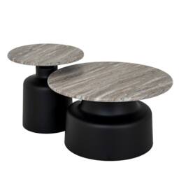 Lemon Pavilion Furniture and Decor Oura Round Coffee Table - Metal - L72 x W72 x H40 cm - Black - thumbnail 3