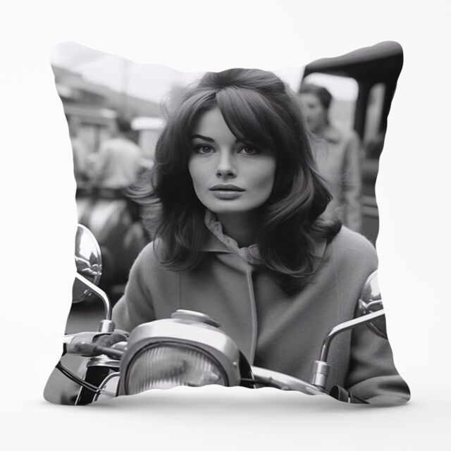 Warren Reed - Designer 1960 Out On The Bike Cushions in Black - Size: 60 cm x 60 cm - image 1