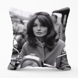 Warren Reed - Designer 1960 Out On The Bike Cushions in Black - Size: 60 cm x 60 cm - thumbnail 1