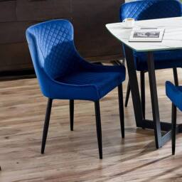 Cheshire Cromwell Premium Blue Velvet Dining Chairs - Set of 2 - thumbnail 4