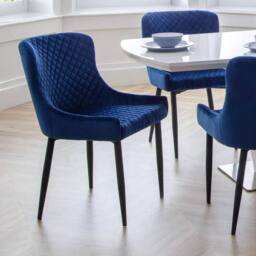 Cheshire Cromwell Premium Blue Velvet Dining Chairs - Set of 2 - thumbnail 5