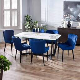 Cheshire Cromwell Premium Blue Velvet Dining Chairs - Set of 2 - thumbnail 8