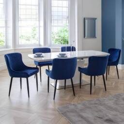 Cheshire Cromwell Premium Blue Velvet Dining Chairs - Set of 2 - thumbnail 9