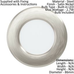 Loops 2 PACK Wall / Ceiling Flush Downlight Satin Nickel Steel 2.7W Built in LED in Metallics - thumbnail 2
