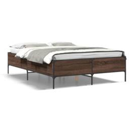 Berkfield Home Durable Bed Frame without Mattress Brown Oak 150x200 cm King Size - thumbnail 3