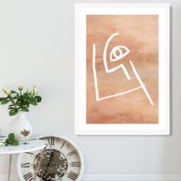 ARTZE Picasso Style Abstract Terracotta Face Framed Print SIZE: A2 with White Frame - Size: A3 - thumbnail 2