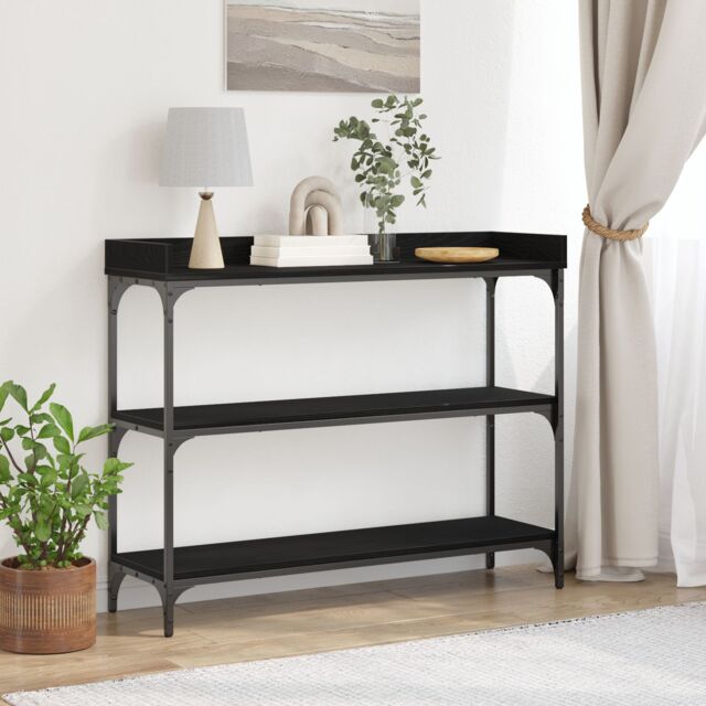 Berkfield Home Console Table Black Oak 100x30x80 cm Engineered Wood & Steel - Size: 100 x 30 x 80 cm - image 1